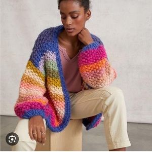 NWOT FRNCH chunky rainbow knit cardigan